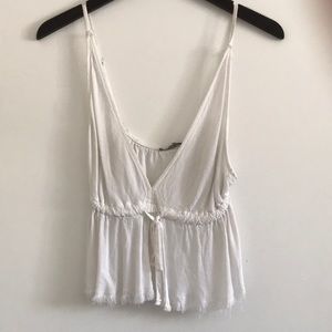 Brandy melville white frayed crop tank